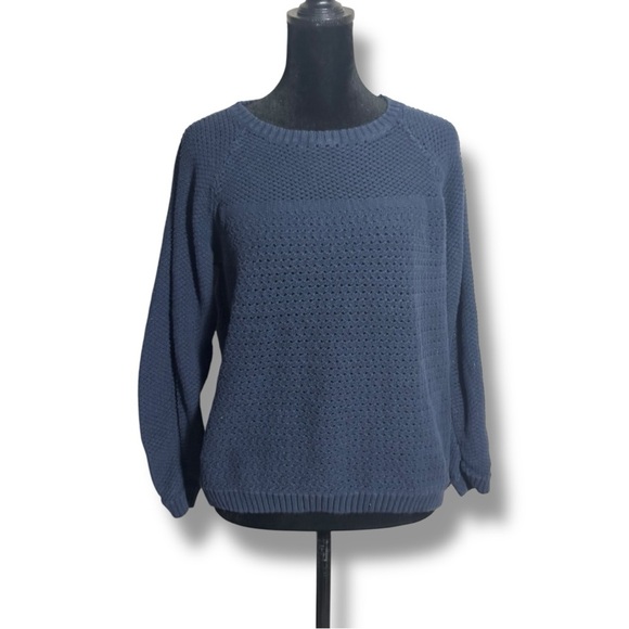 Michael Kors Knit 3/4 Sleeve Lightweight Cotton Comfy Classic Navy Blue Sweater - Picture 1 of 16